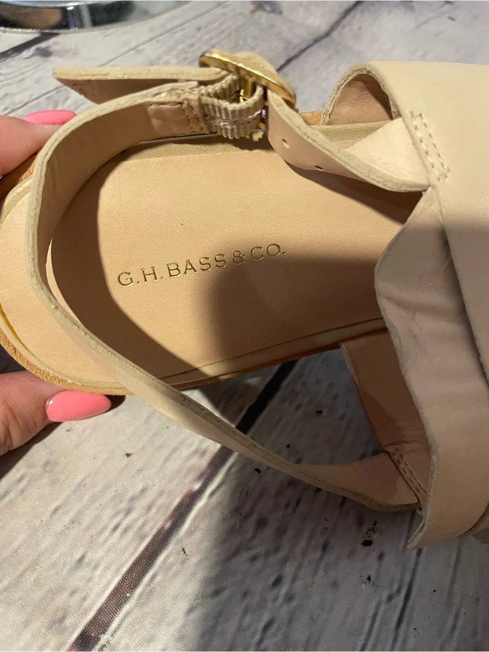 G.H. Bass & Co. Nude Beige Maddie Flat Slingback Sandal Sz 7